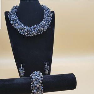 Blue beaded earrings